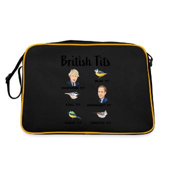 British Tits Bird Lover Funny Gift Boris Johnson - Retro Bag - black/gold - Back