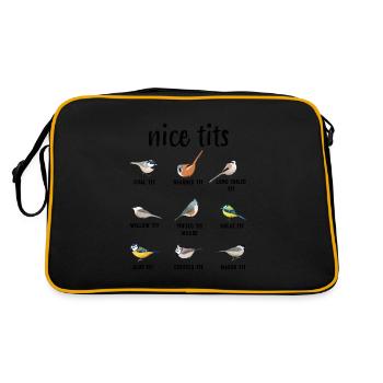 Nice Tits Tufted Titmouse Bird watching Gift Funny - Retro Bag - black/gold - Back