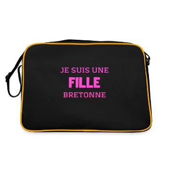 t shirt fille bretonne humour bretagne femme - Sac Retro - noir/or - Dos