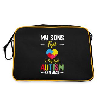 My Sons Fight Autism Is My Fight Autism Awareness - Retro Bag - black/gold - Back