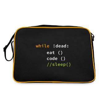 Funny Coding Programmer Gift - Retro Bag - black/gold - Back