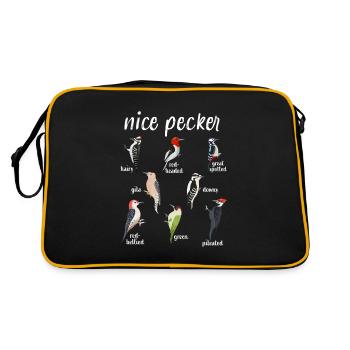 Woodpecker Nice Pecker Funny bird Christmas Gift - Retro Bag - black/gold - Back