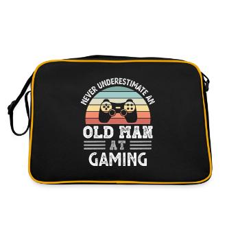 Old Man at Gaming Fathers Day Funny Gift - Retro Bag - black/gold - Back