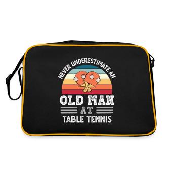 Old Man at Table Tennis Fête des Pères Drôle Cadeau - Sac Retro - noir/or - Dos
