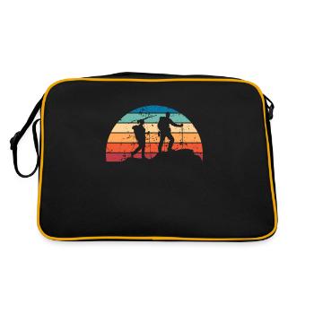 Retro Backpacking Sonnenuntergang Vintage Wandern Sonnenaufgang - Retro Tasche - Schwarz/Gold - Hinten