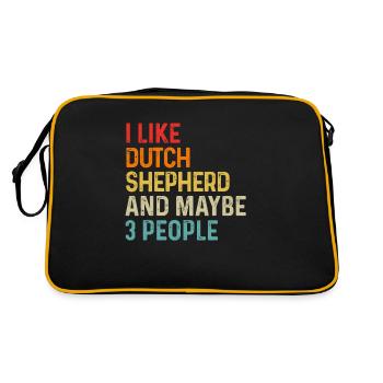 Ich mag Dutch Shepherd und vielleicht 3 Personen Hund - Retro Tasche - Schwarz/Gold - Hinten