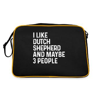 Ich mag Dutch Shepherd und vielleicht 3 Personen Hund - Retro Tasche - Schwarz/Gold - Hinten