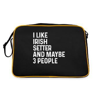 Ich mag Irish Setter und vielleicht 3 Personen Hundeliebhaber - Retro Tasche - Schwarz/Gold - Hinten