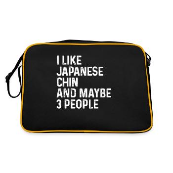 Ich mag japanisches Kinn und vielleicht 3 Personen Hundeliebhaber - Retro Tasche - Schwarz/Gold - Hinten