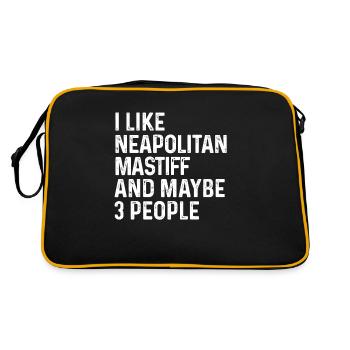 Ich mag neapolitanischen Mastiff und vielleicht 3 Personen Hund - Retro Tasche - Schwarz/Gold - Hinten