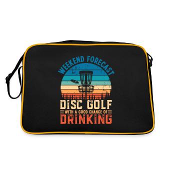 Disc Golf and Drinking Funny Weekend Forecast Gift - Retro Bag - black/gold - Back