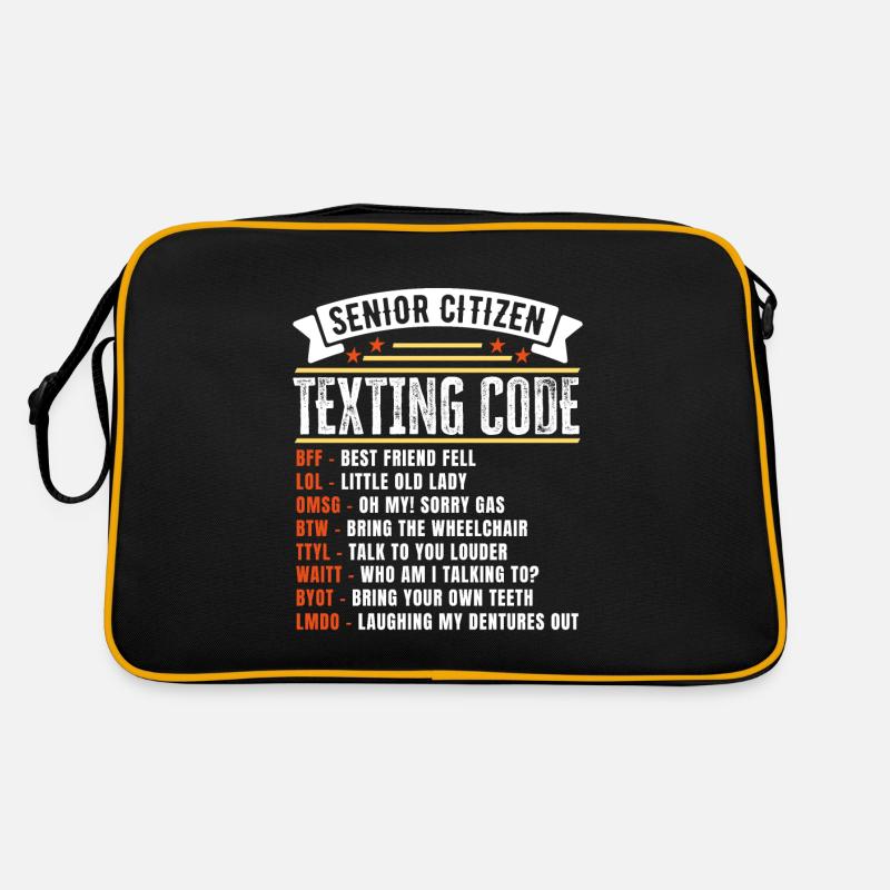 Lustiges Senioren-SMS-Code-Geschenk für Retro Tasche