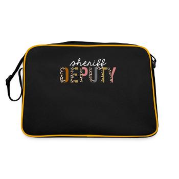Sheriff Deputy Leopard Print Lustiges Geschenk - Retro Tasche - Schwarz/Gold - Hinten
