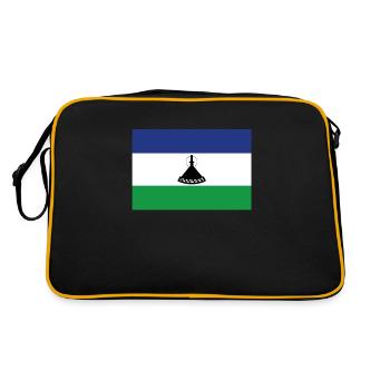 Offizielle Lesotho Flagge Liberian Country Pride - Retro Tasche - Schwarz/Gold - Hinten