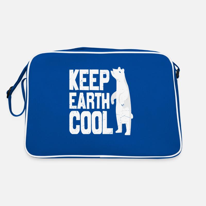 Halten Sie die Erde kühl Die Erde schützen Sie das Eisbärentier Retro Tasche
