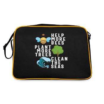 Help More Bees Plant More Trees Clean The Seas New - Retro Bag - black/gold - Back