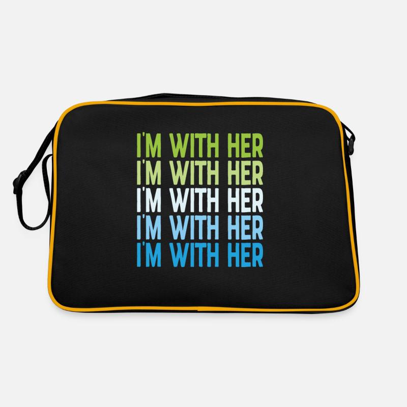 I'm With Her Supporting Quotes - Retro Bag - black/gold