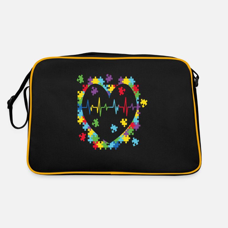 Autismus Retro - Retro Tasche - Schwarz/Gold