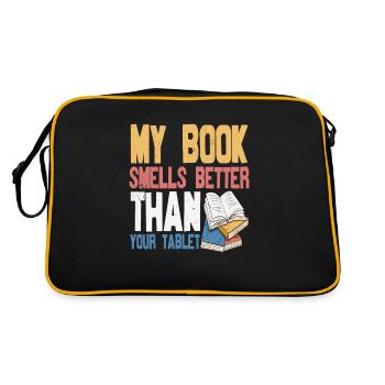 My Book Smells Better Than Your Tablet Book Quotes - Retro Bag - black/gold - Back