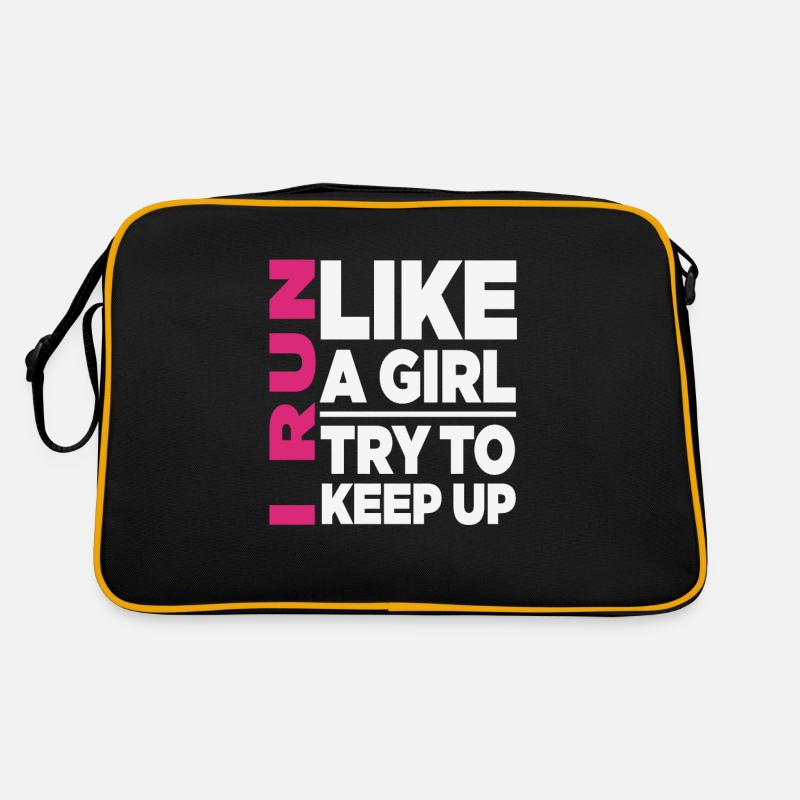 Ich laufe wie ein Mädchen Lustige Motivation Retro Tasche