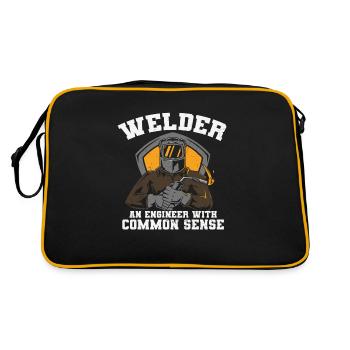 Welder An Engineer With Common Sense - Retro Bag - black/gold - Back