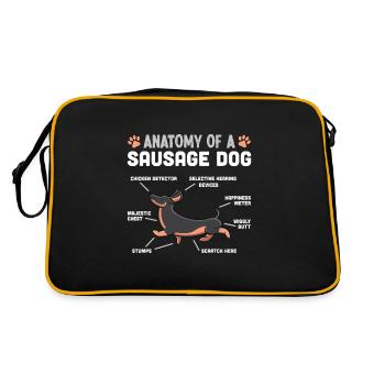 Anatomie d’un chien saucisse Drôle de teckel Cadeau - Sac Retro - noir/or - Dos