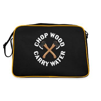 Hacken Sie Holz tragen Sie Wasser - Retro Tasche - Schwarz/Gold - Hinten