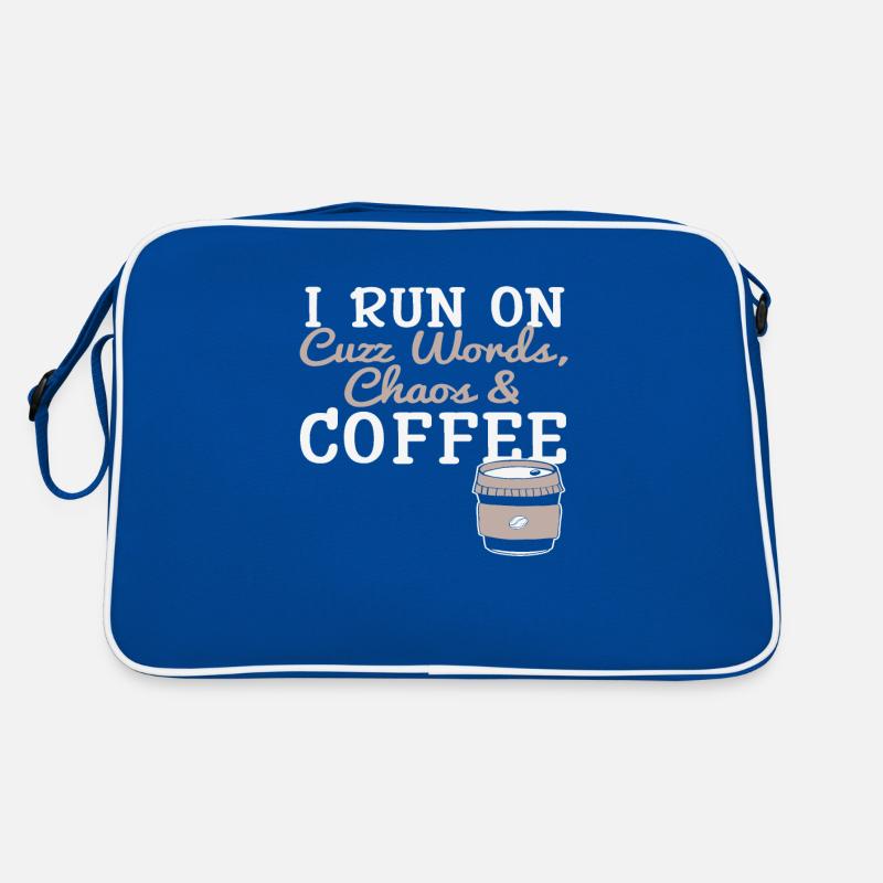 Ich laufe auf Cuzz Words, Choas und Kaffee Kaffee Retro Tasche