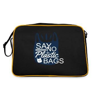 Say No To Plastic Bags Sea Protection Support - Retro Bag - black/gold - Back