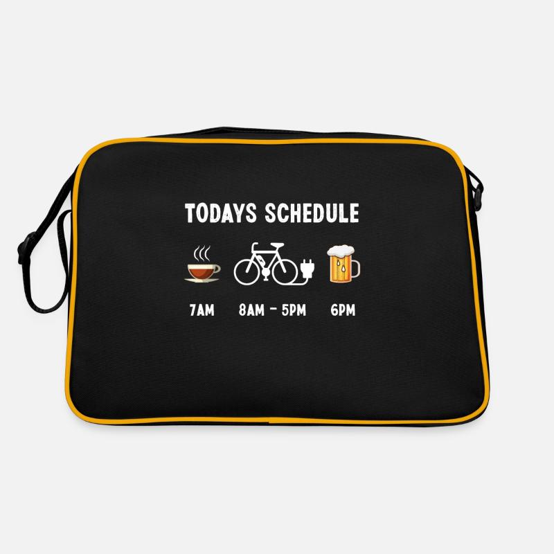Lustiger heutiger Zeitplan Kaffee Ebike Bier - Retro Tasche - Schwarz/Gold
