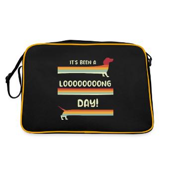Cela a été une longue journée drôle de chien de saucisse teckel - Sac Retro - noir/or - Dos
