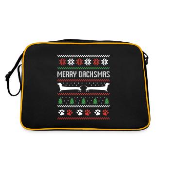 Teckel Saucisse Chien Pull de Noël moche - Sac Retro - noir/or - Dos
