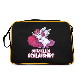Schlafendes Einhorn Herz Kissen Einhornliebhaber - Retro Tasche - Schwarz/Gold - Hinten