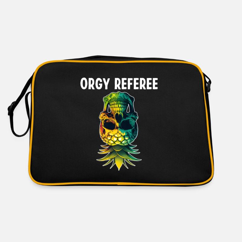 Orgy Referee Funny Upside Down Pineapple Skull Retro Bag