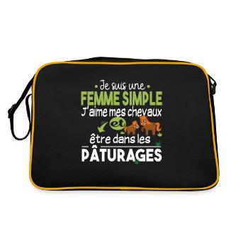 Cheval Poney Equestre Chevaux Cadeau Pâturage - Sac Retro - noir/or - Dos