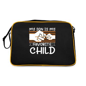 Mein Sohn ist meine Lieblingsfamilie mit Kinderhänden - Retro Tasche - Schwarz/Gold - Hinten