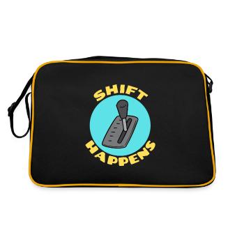 Verschiebung geschieht | Auto-Wortspiel - Retro Tasche - Schwarz/Gold - Hinten