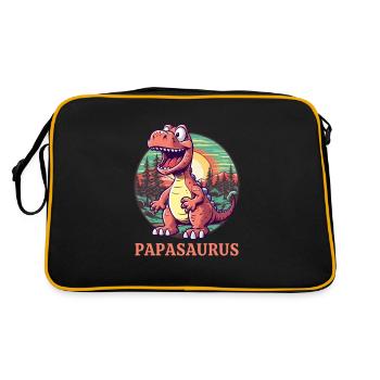 Papasaurus Papa Fête des pères - Sac Retro - noir/or - Dos