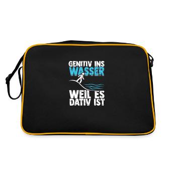 Genitiv ins Wasser weil es Dativ ist - Grammatik - Retro Tasche - Schwarz/Gold - Hinten