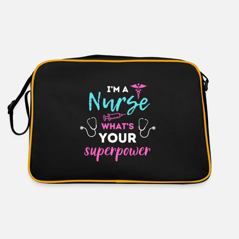 Ich bin Krankenschwester - Retro Tasche - Schwarz/Gold