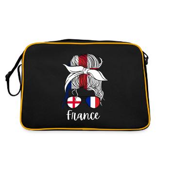 France Moitié Anglais Moitié Français Fille Angleterre Drapeau - Sac Retro - noir/or - Dos