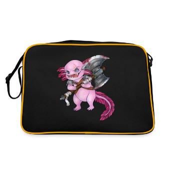 Lustiges Axolotl mit Axt Barbar Krieger Geschenk - Retro Tasche - Schwarz/Gold - Hinten