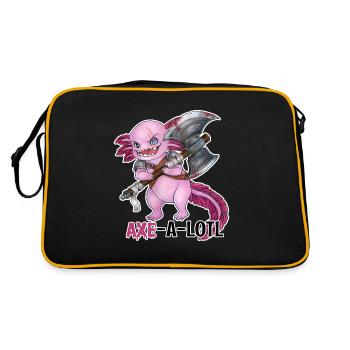 Lustiges Axolotl mit Axt Barbar Krieger Geschenk - Retro Tasche - Schwarz/Gold - Hinten