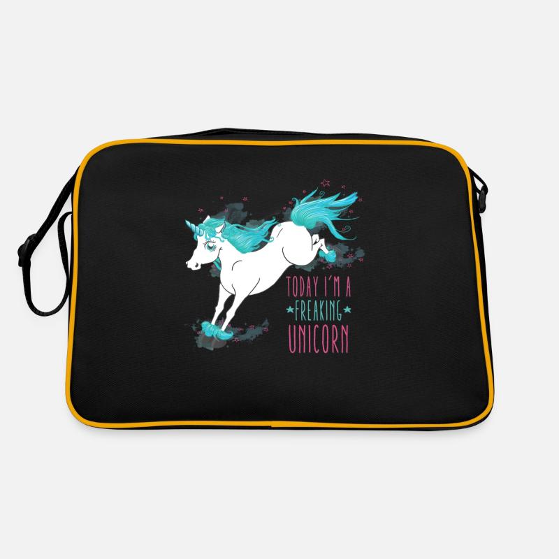 Today I´m a freaking unicorn - Sac Retro - noir/or