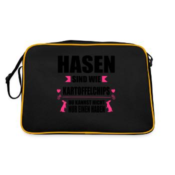 Hasen sind wie Chips - Retro Tasche - Schwarz/Gold - Hinten