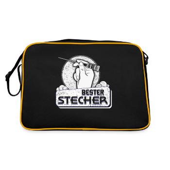 Bester Stecher Krankenpfleger - Retro Tasche - Schwarz/Gold - Hinten