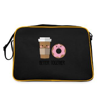 Beste Freunde: Better together - Coffe and Donut - Retro Tasche - Schwarz/Gold - Hinten