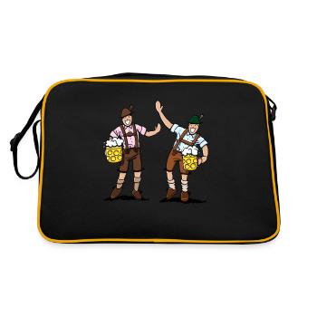 Lederhosen Männer mit Bier Maßkrug - Retro Tasche - Schwarz/Gold - Hinten