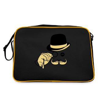 smiley hat monocle mustache melon - Retro Bag - black/gold - Back