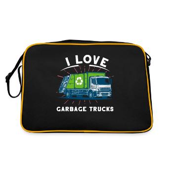 Ich Liebe Müllwagen Müllabfuhr Geschenkidee - Retro Tasche - Schwarz/Gold - Hinten